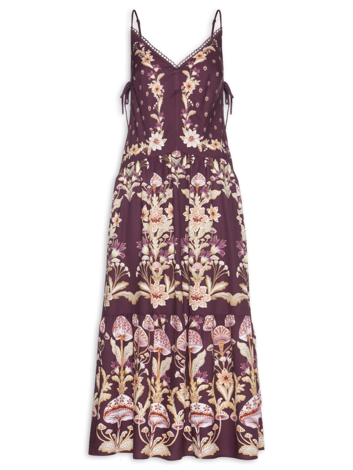 Vestido Midi Cogumelo Em Flor Vermelho Farm