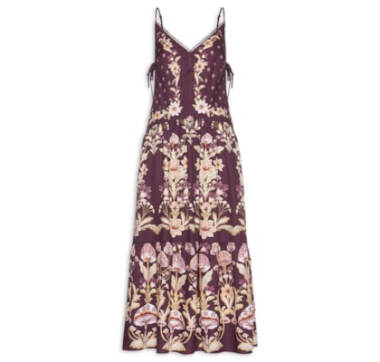 Vestido Midi Cogumelo Em Flor - Vermelho