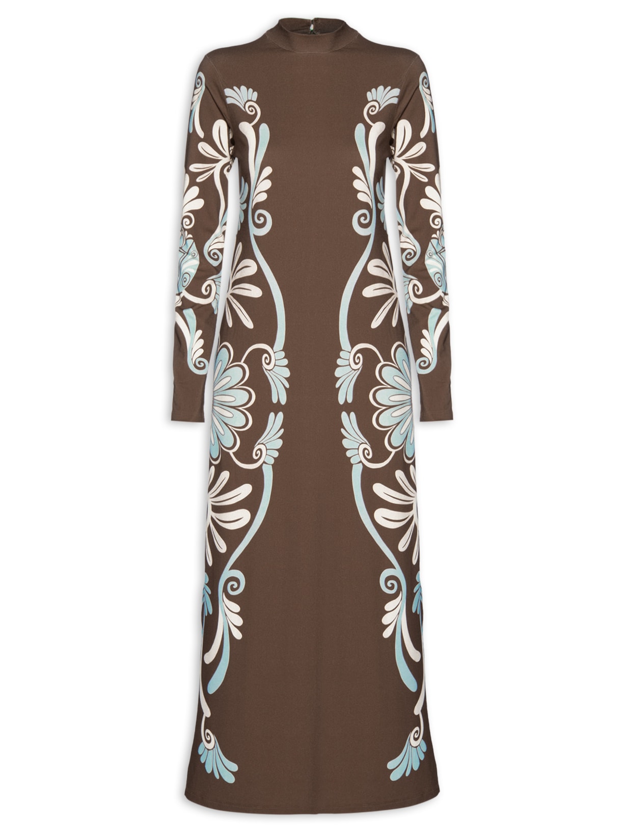 Vestido Midi Coletânea Tropical - Marrom