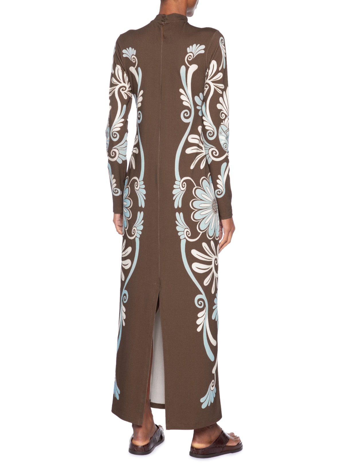 Vestido Midi Coletânea Tropical Marrom Farm