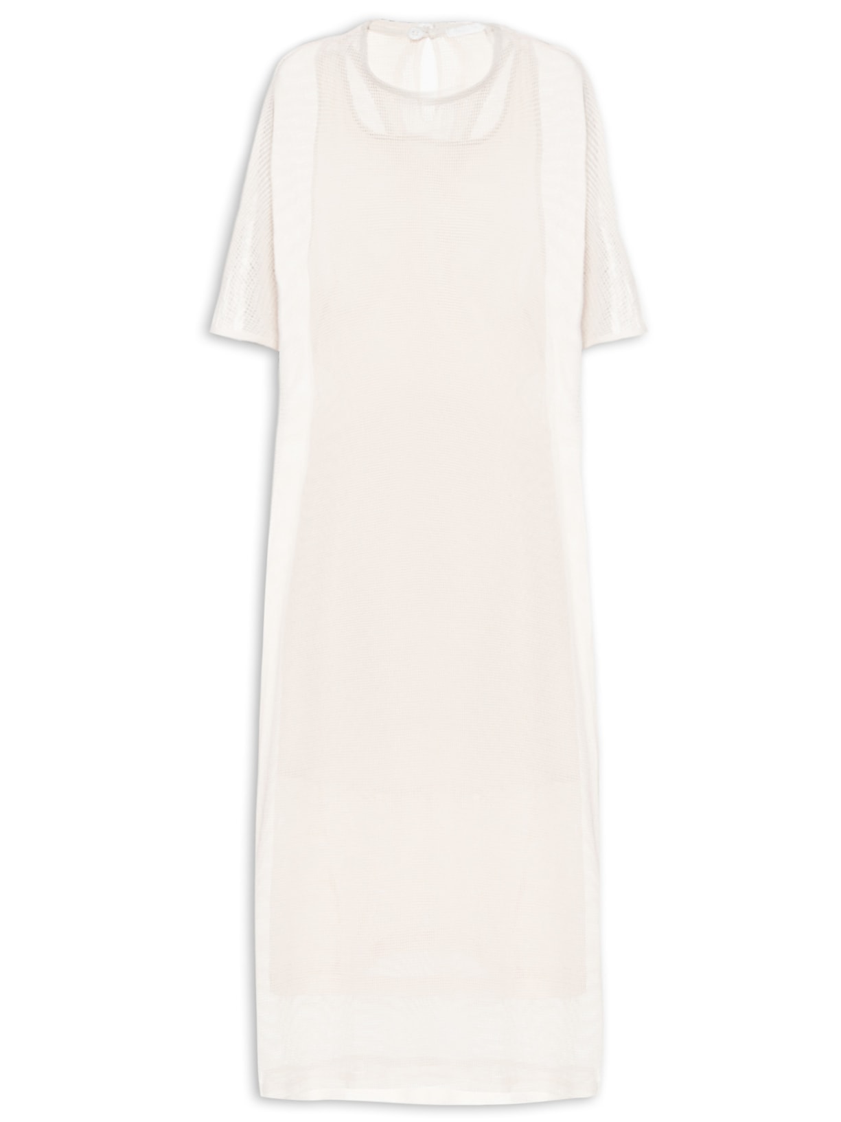 Vestido Midi Colete Tela - Bege