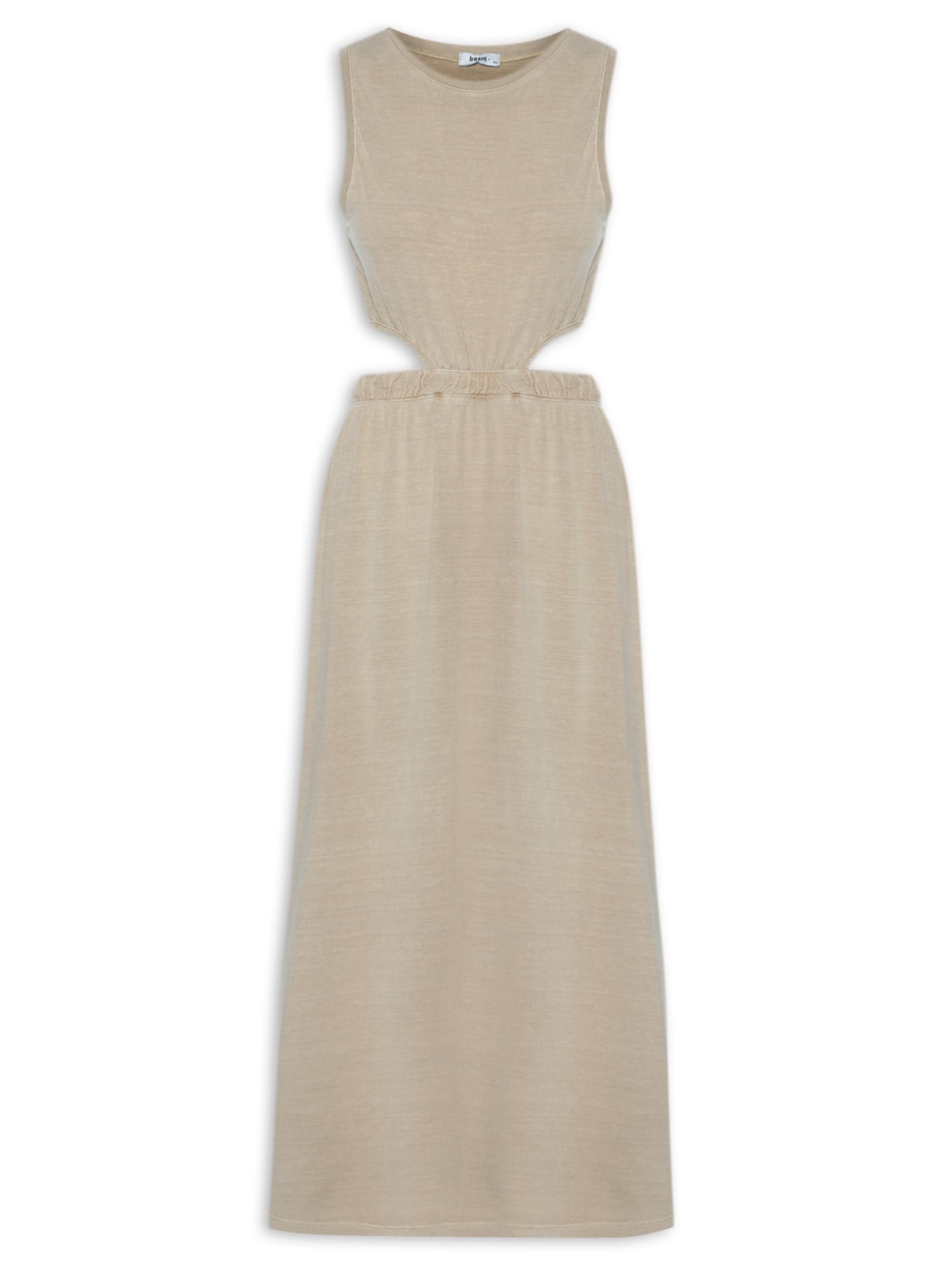 Vestido Midi Com Abertura Lateral - Bege