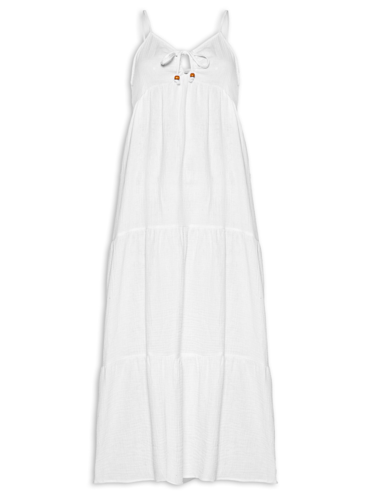 Vestido Midi Com Amarração Estampado Branco Basiq