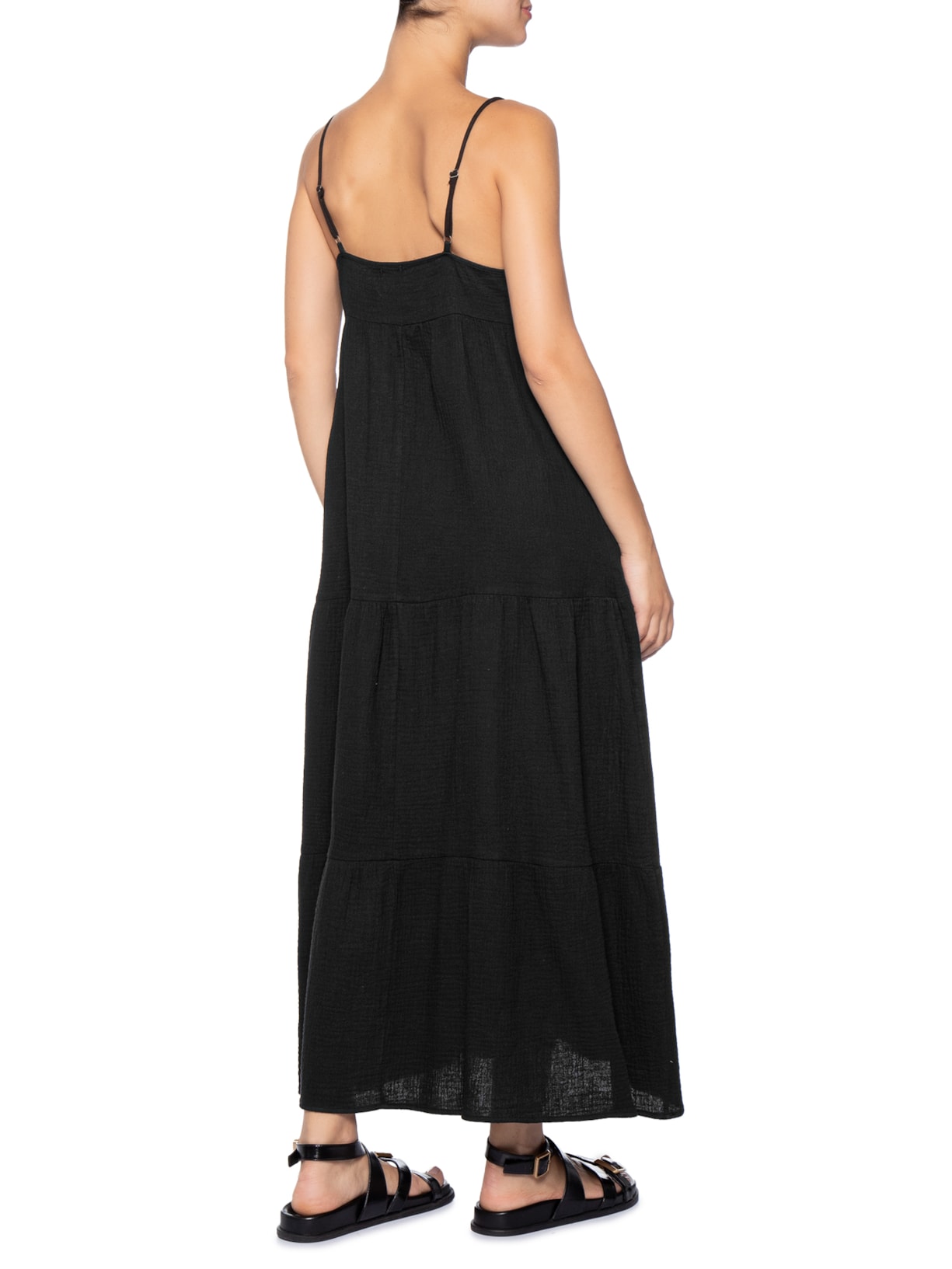 Vestido Midi Com Amarração Preto Basiq