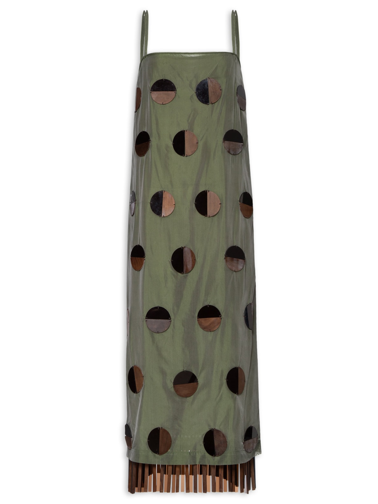 Vestido Midi Com Aplicações - Verde