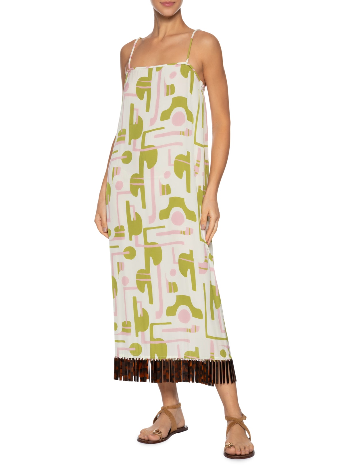 Vestido Midi Com Aplicações Verde Adriana Degreas