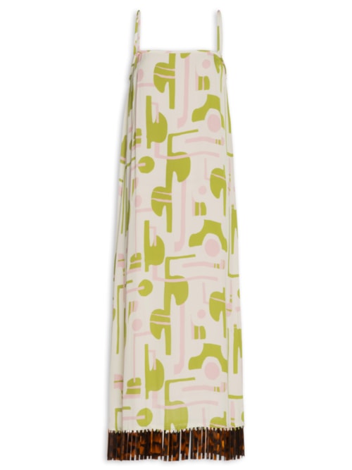 Vestido Midi Com Aplicações - Verde