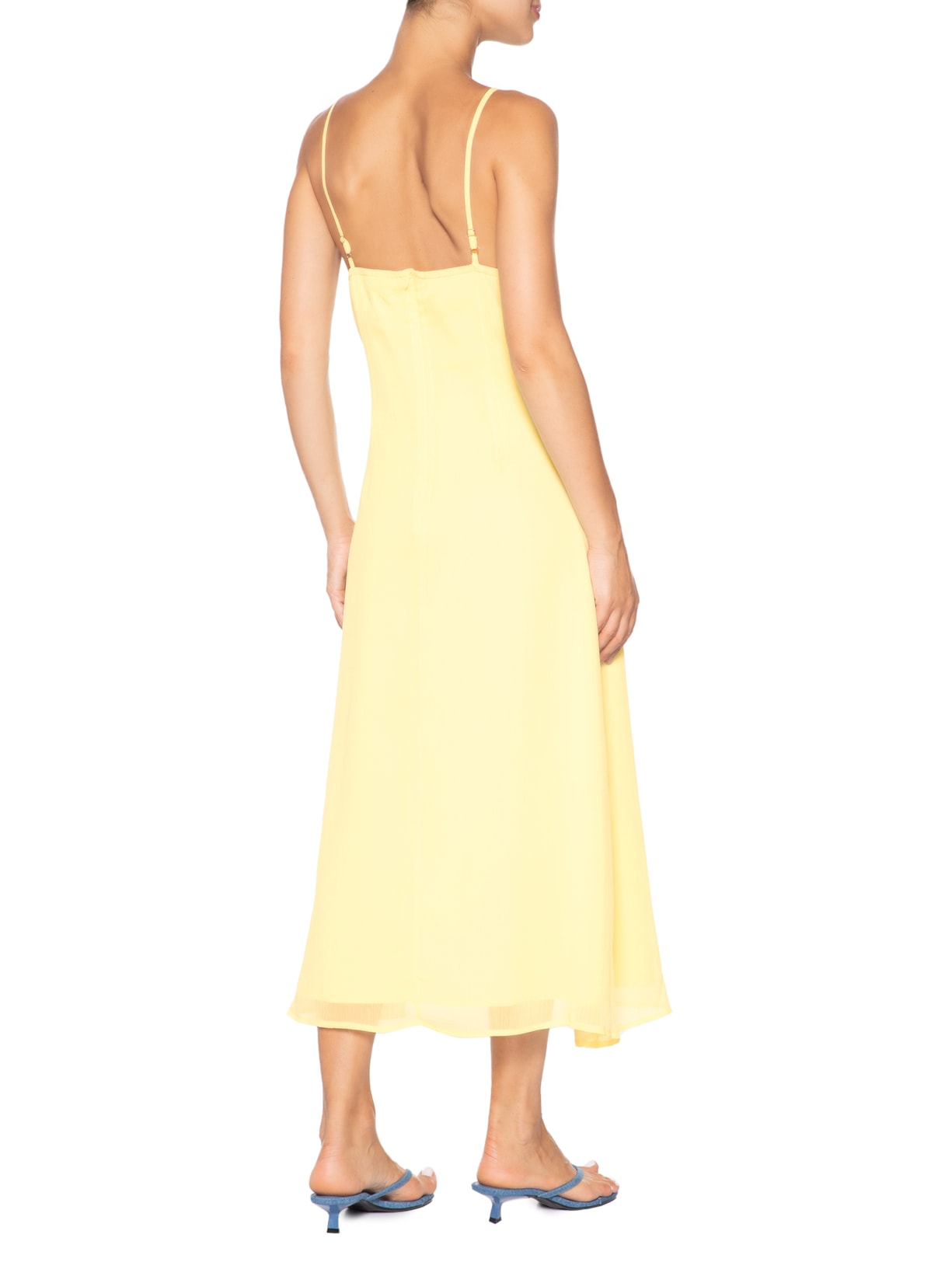 Vestido Midi Com Babado Amarelo Market 33