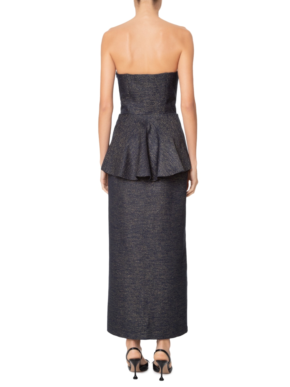 Vestido Midi Com Basqui Azul  Animale