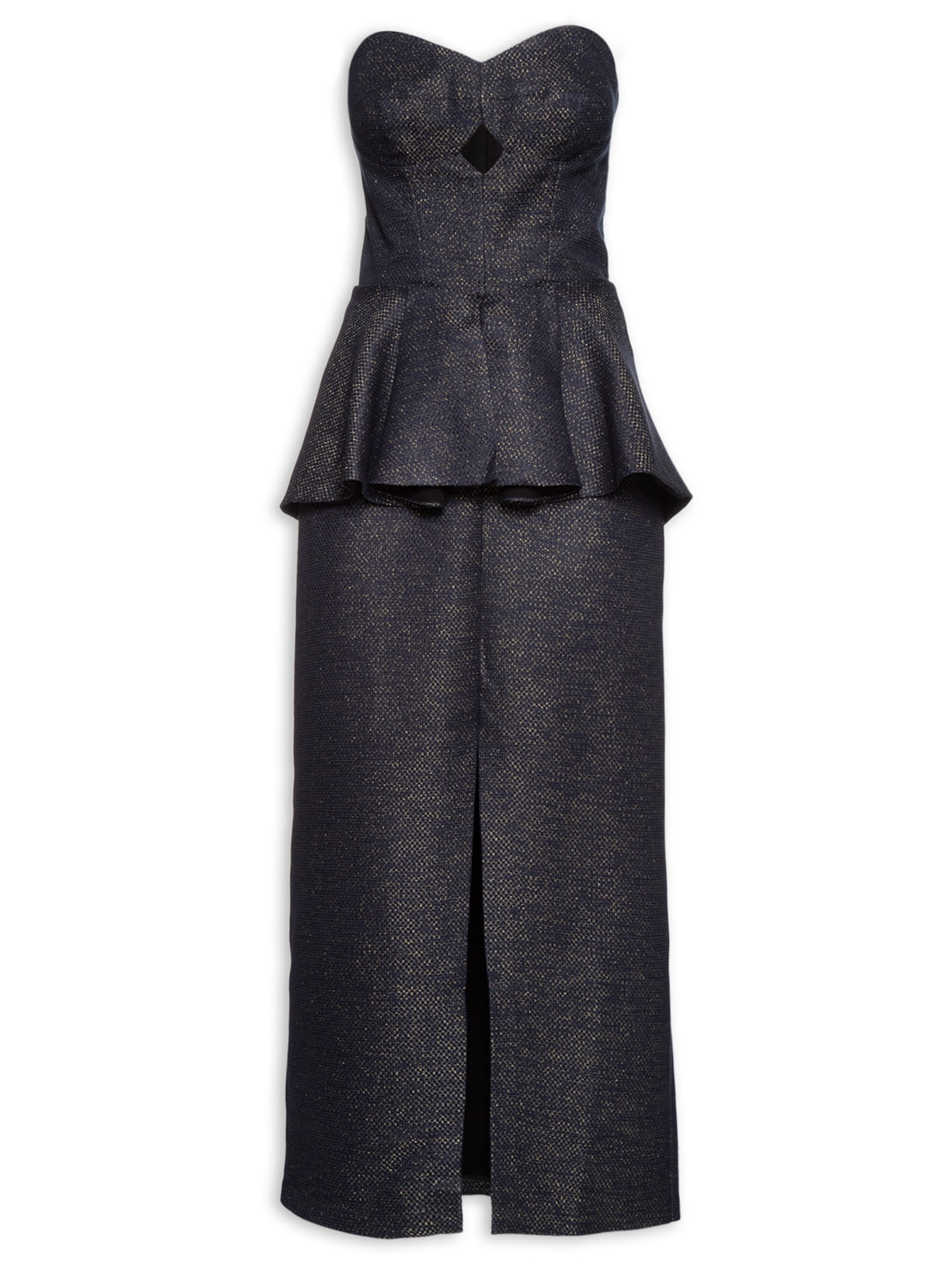 Vestido Midi Com Basqui Azul  Animale