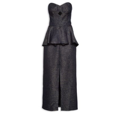 Vestido Midi Com Basqui - Azul 