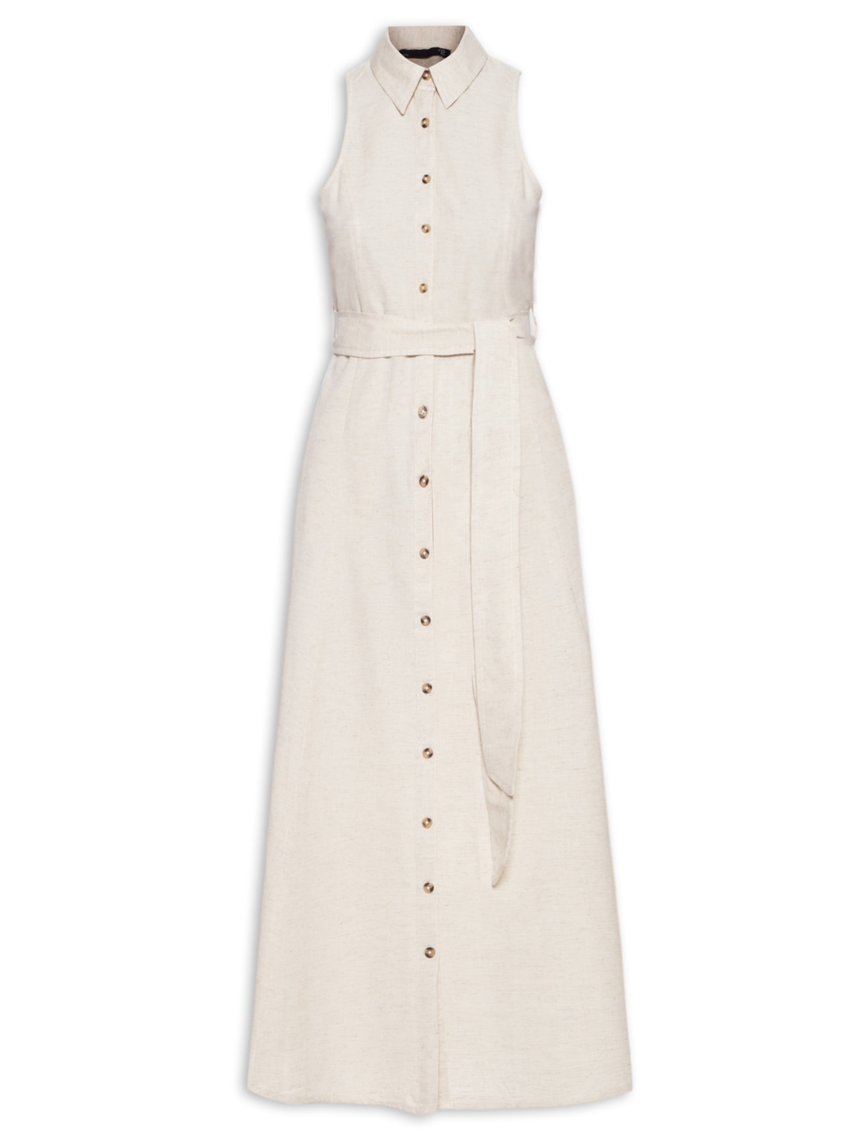 Vestido Midi Com Botões - Bege