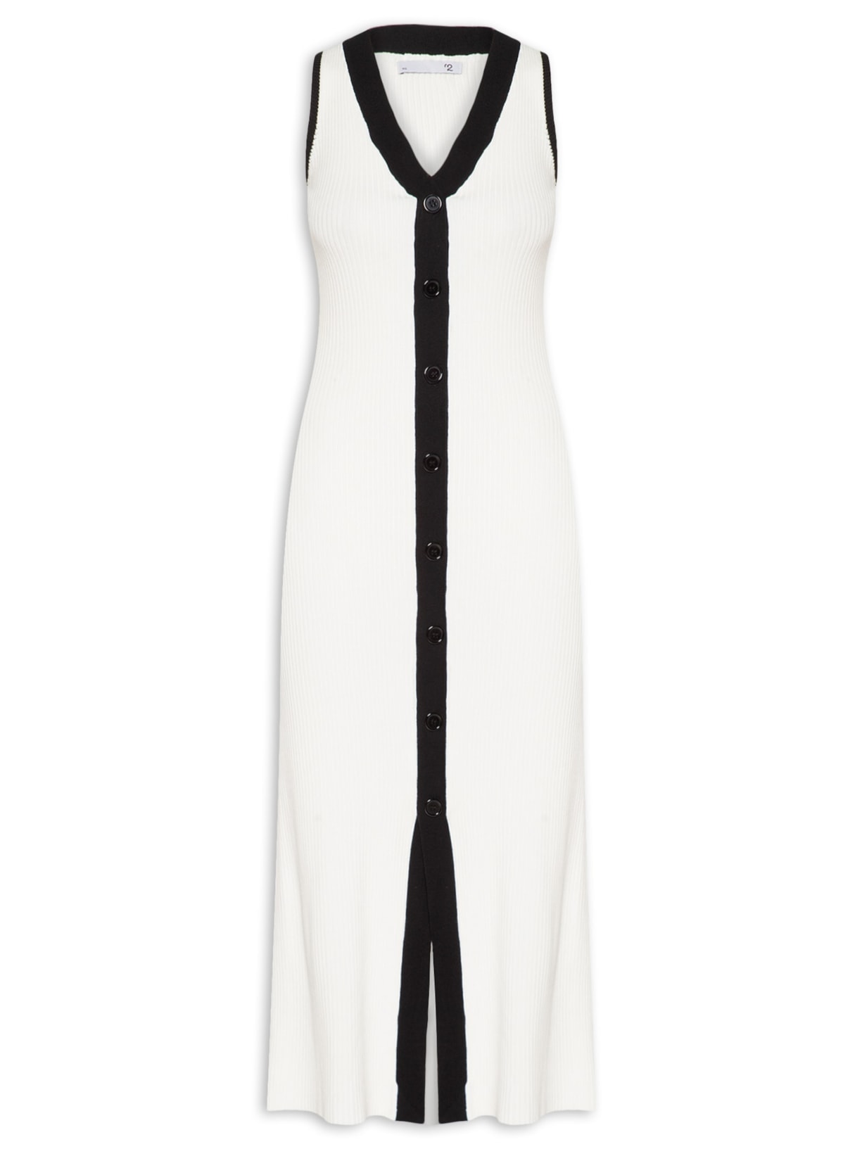 Vestido Midi Com Botões Em Tricot - Off White