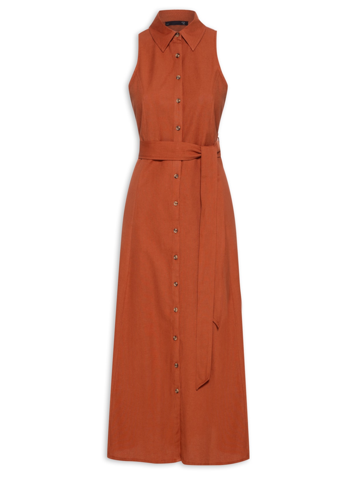 Vestido Midi Com Botões - Laranja
