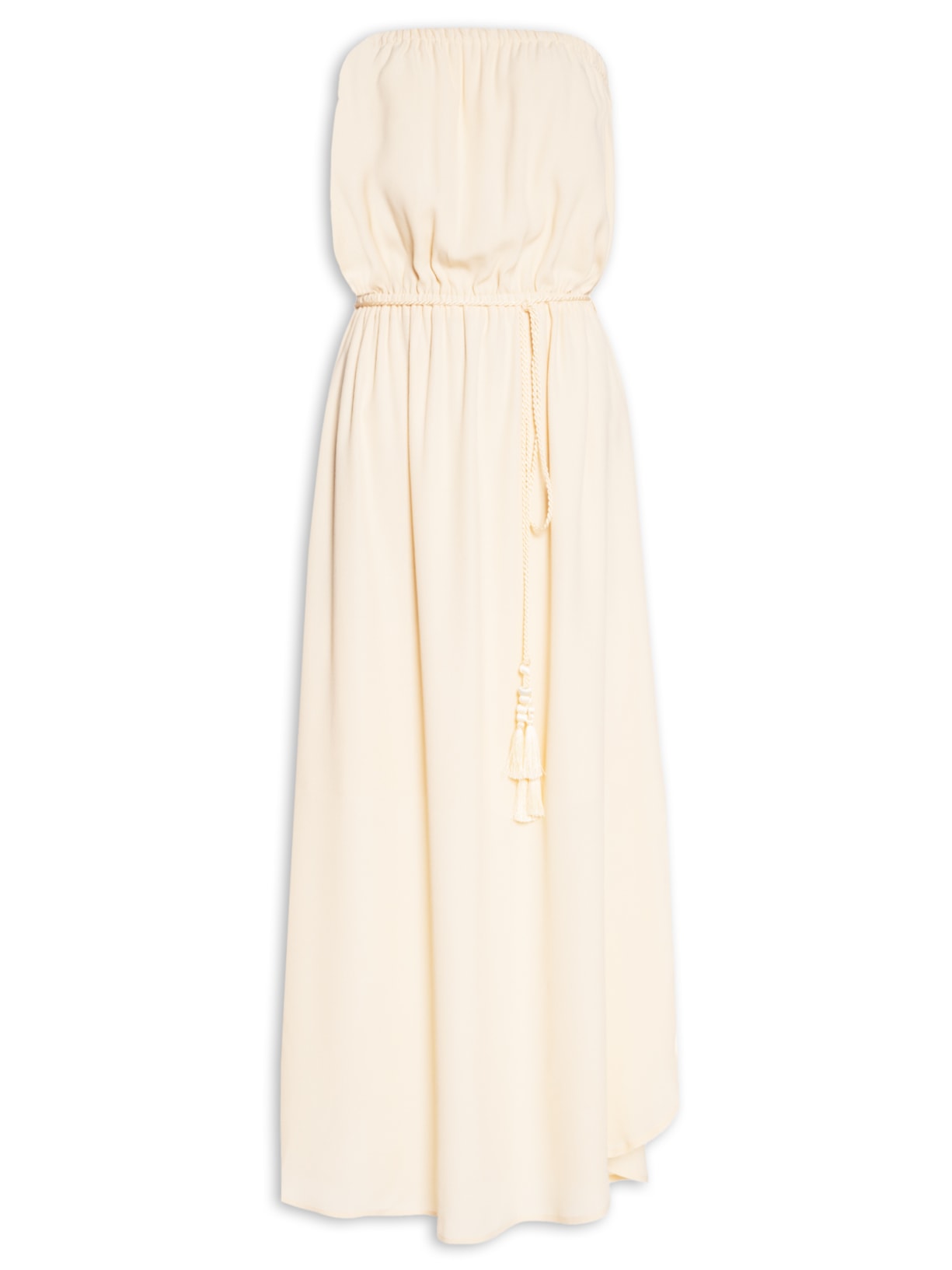 Vestido Midi Com Cinto - Bege