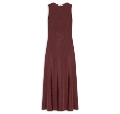 Vestido Midi Com Detalhe Nas Costas - Marrom