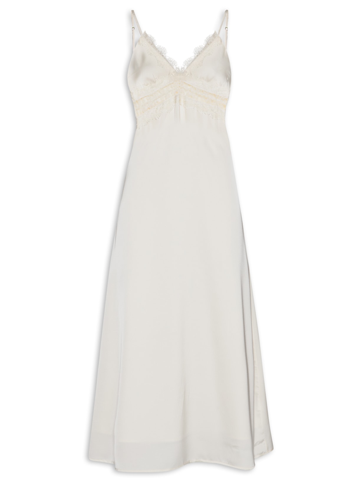 Vestido Midi Com Detalhes Em Renda Off White Market 33