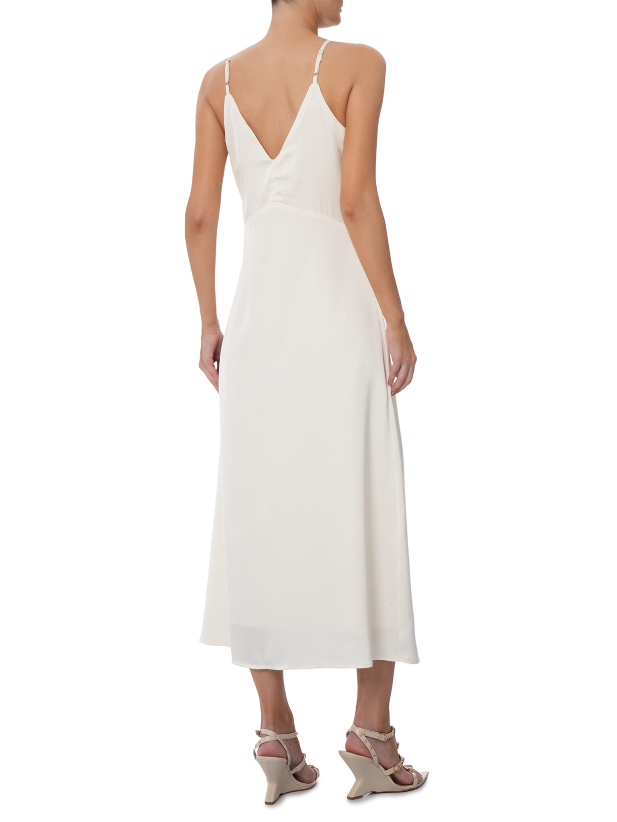 Vestido Midi Com Detalhes Em Renda Off White Market 33