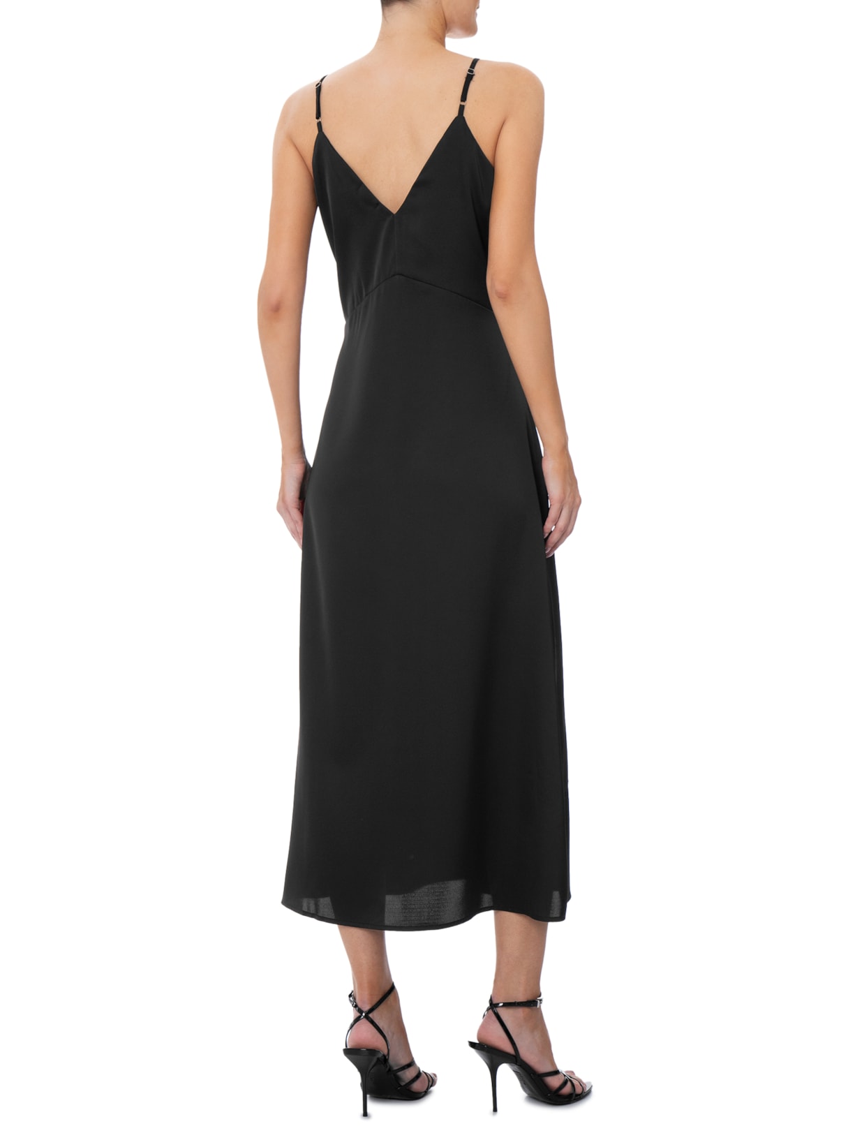 Vestido Midi Com Detalhes Em Renda Preto Market 33
