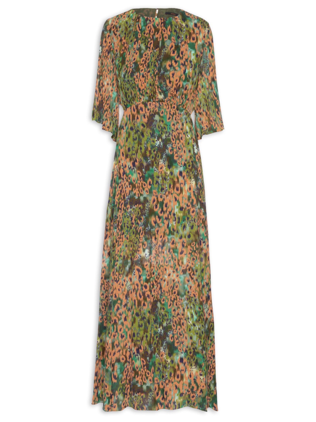 Vestido Midi Com Estampa Onça Camuflada - Verde