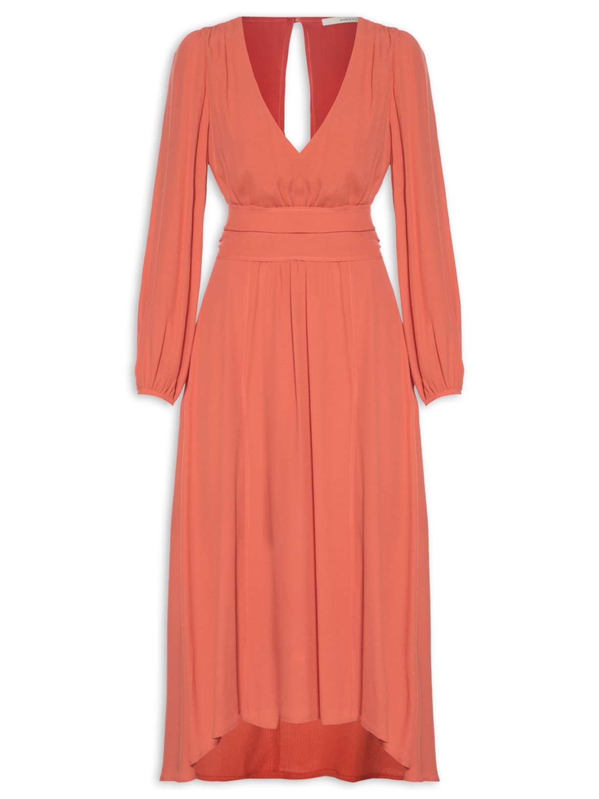 Vestido Midi Com Faixa - Laranja