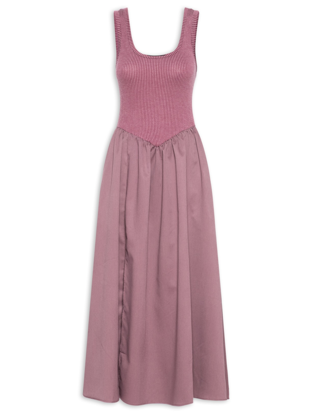 Vestido Midi com Fenda - Vinho