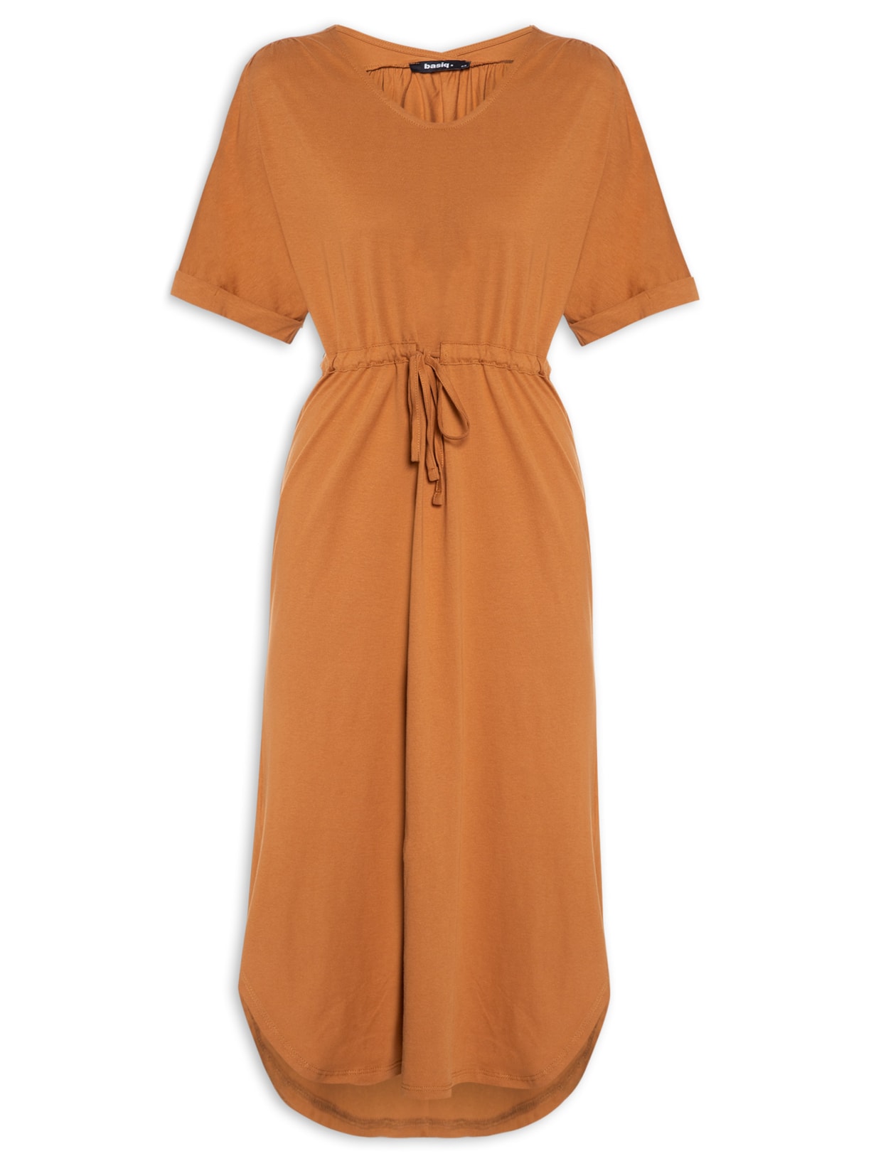 Vestido Midi Com Fendas Laterais - Marrom