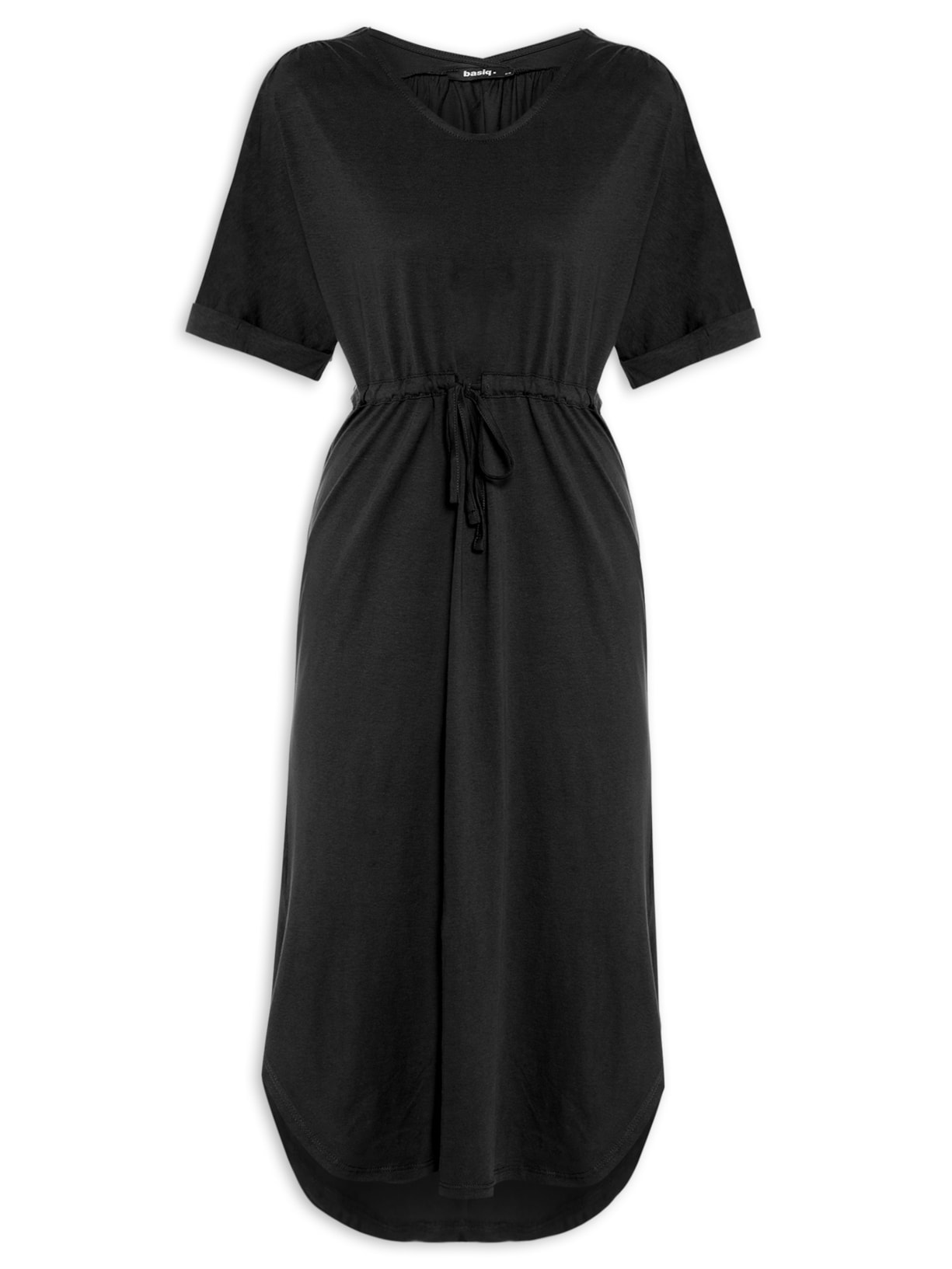 Vestido Midi Com Fendas Laterais - Preto