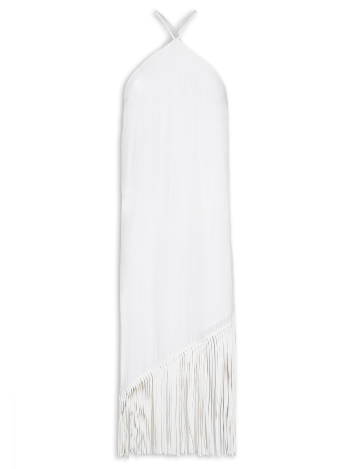 Vestido Midi Com Franjas - Branco