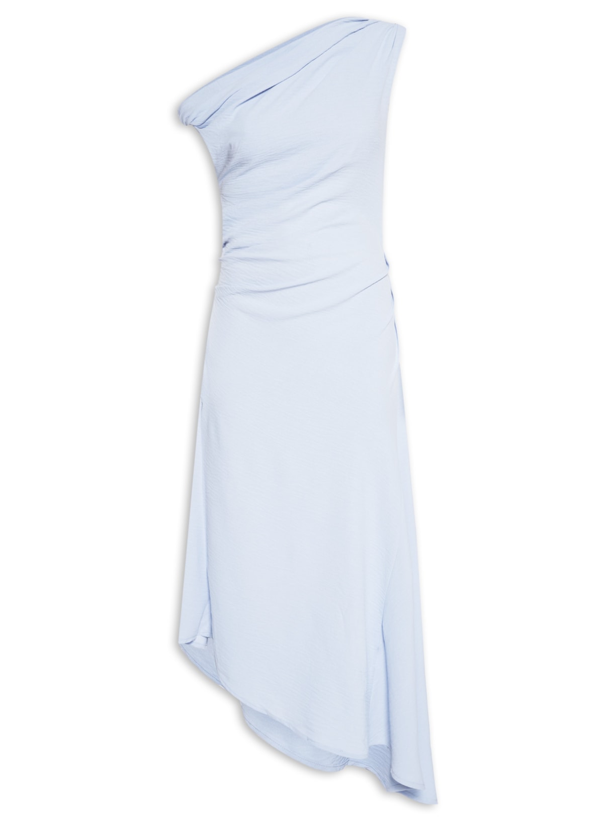 Vestido Midi Com Franzido - Azul