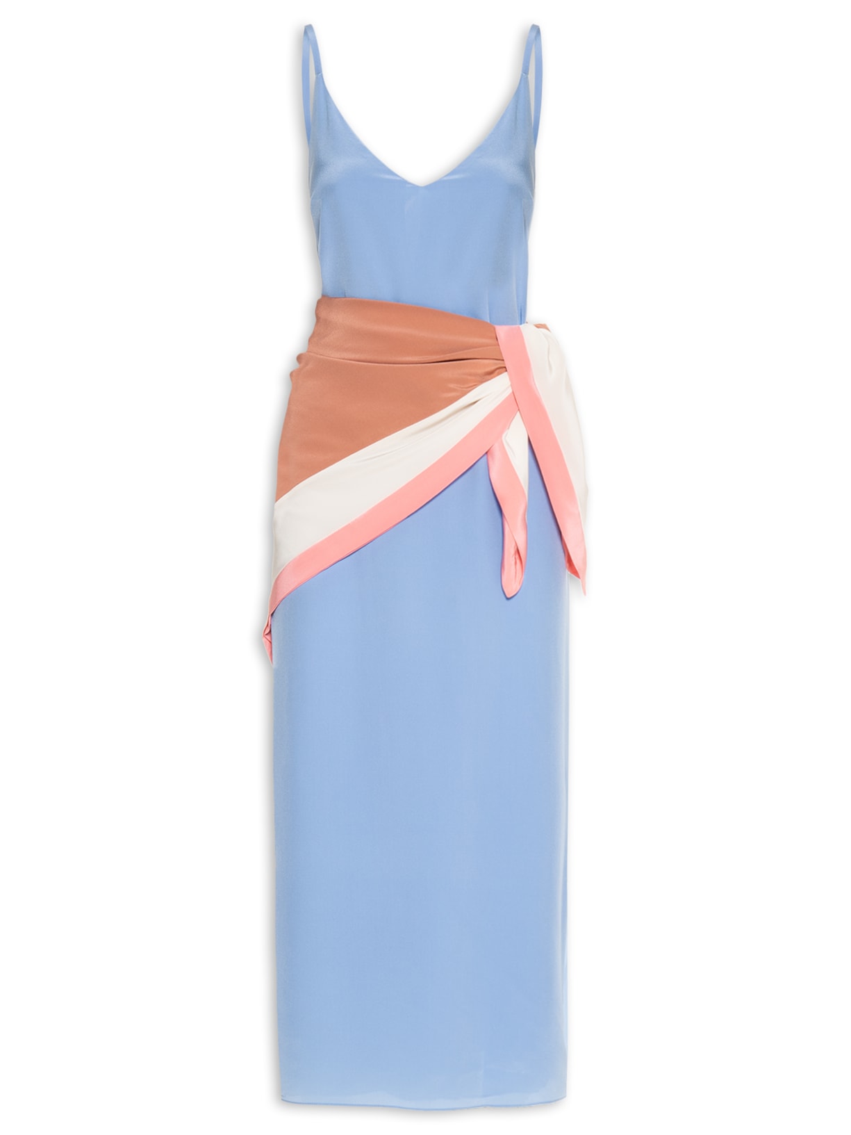 Vestido Midi Com Lenço - Azul