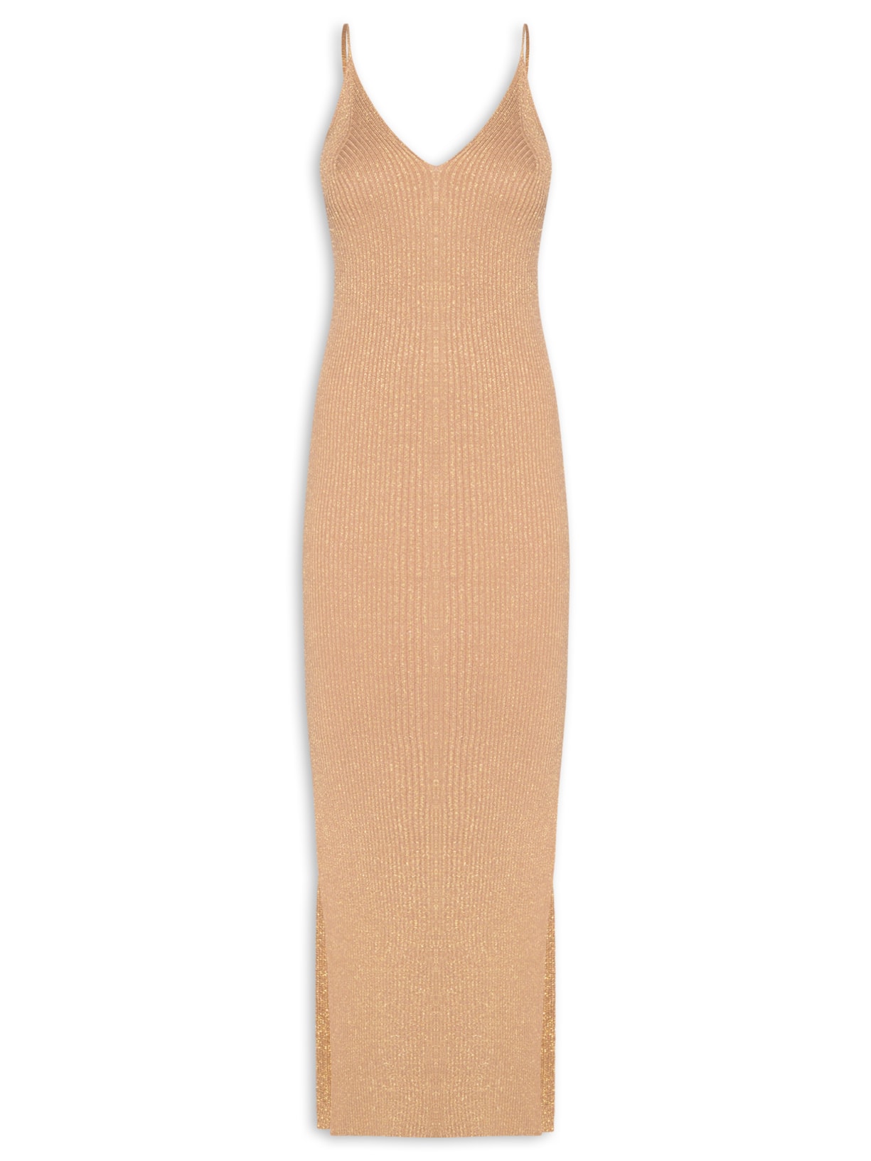 Vestido Midi Com Luréx Bege Market 33