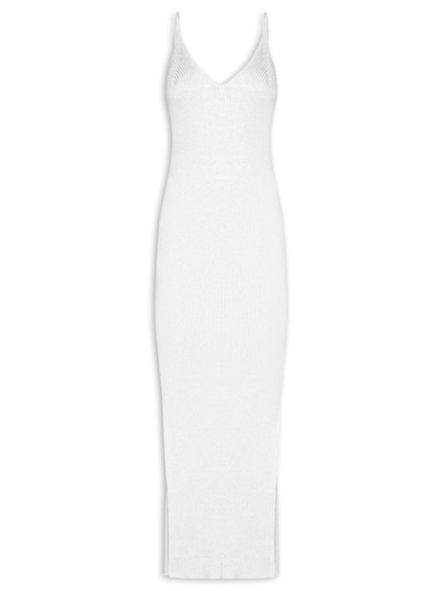 Vestido Midi Com Luréx - Branco