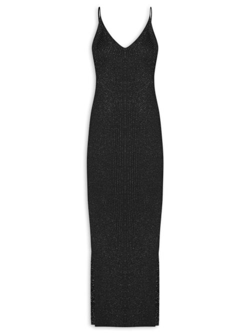 Vestido Midi Com Luréx - Preto