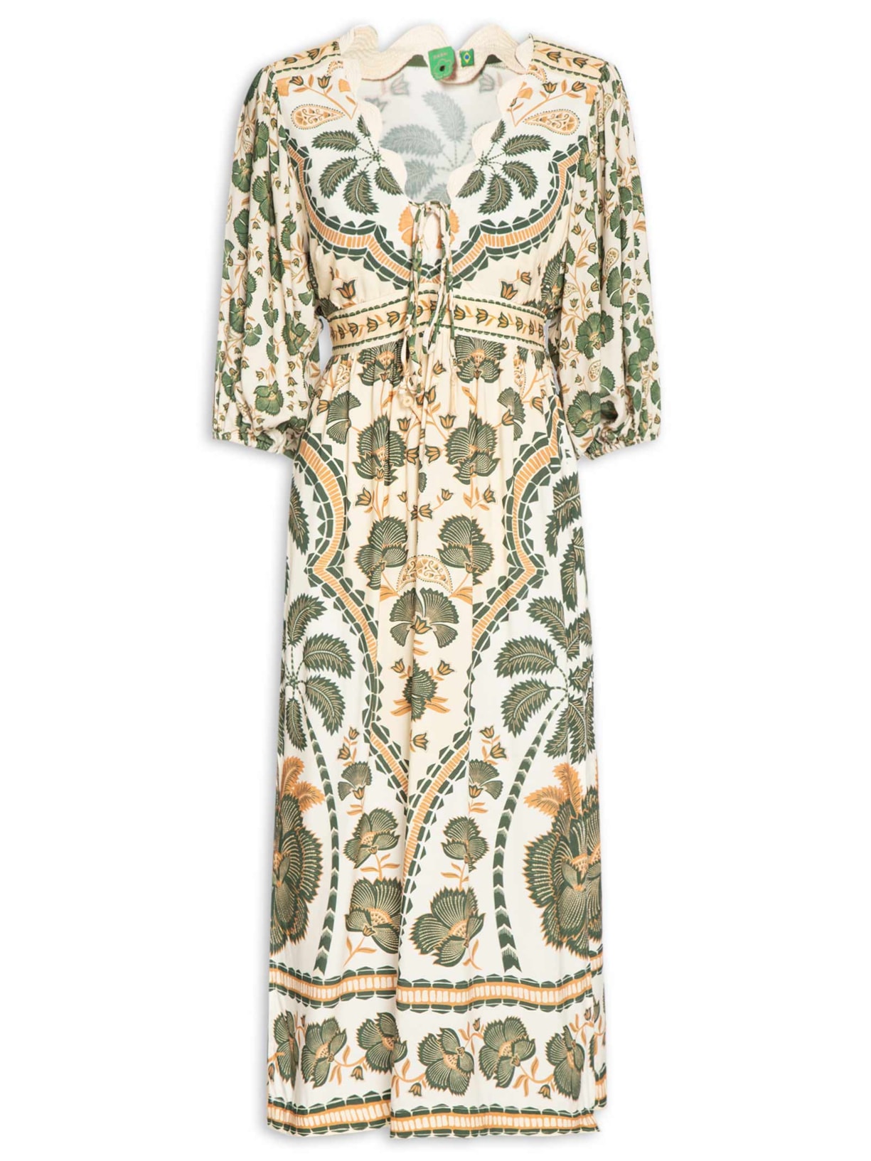 Vestido Midi Com Manga Riad - Verde