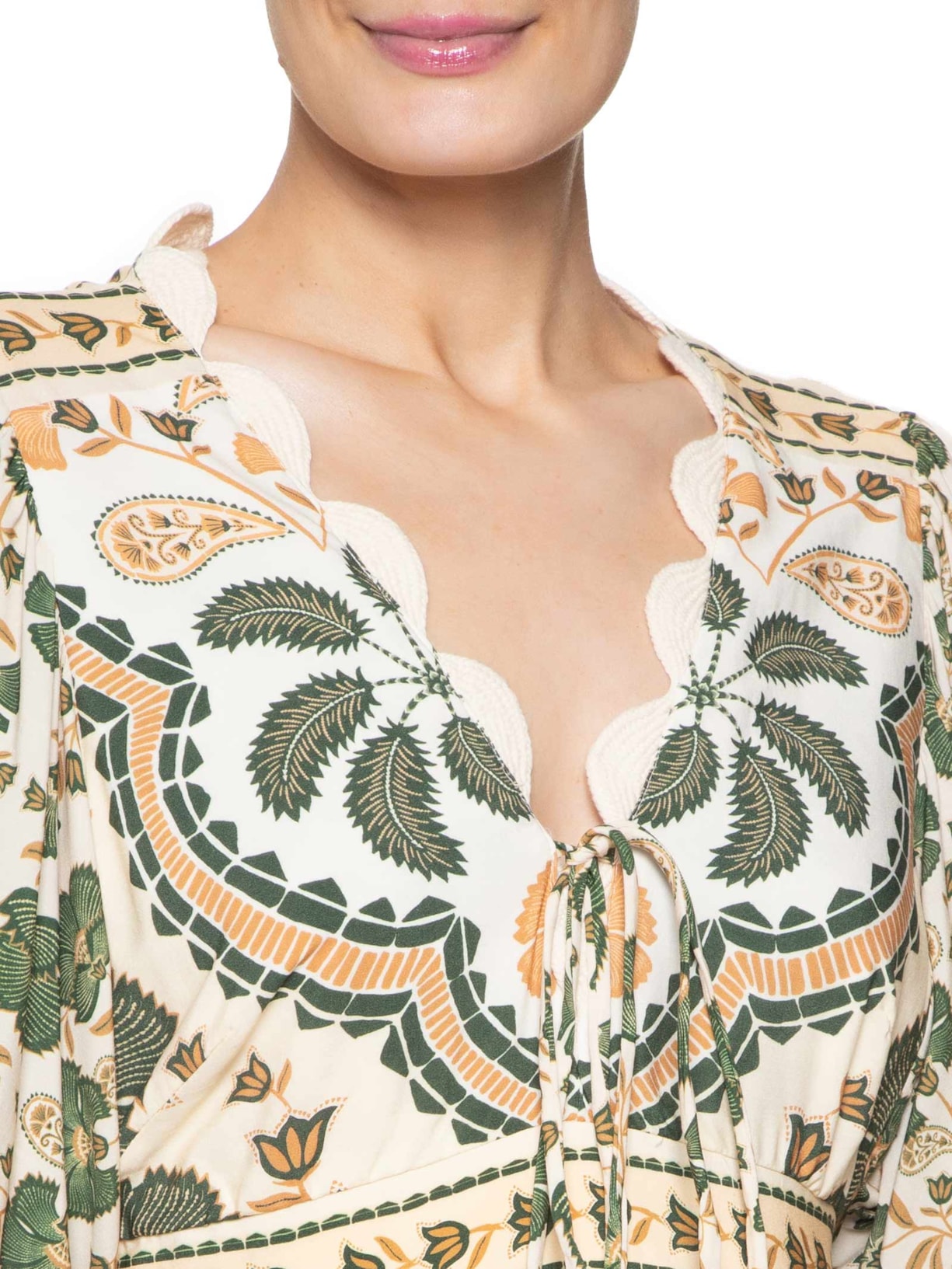 Vestido Midi Com Manga Riad Verde Farm