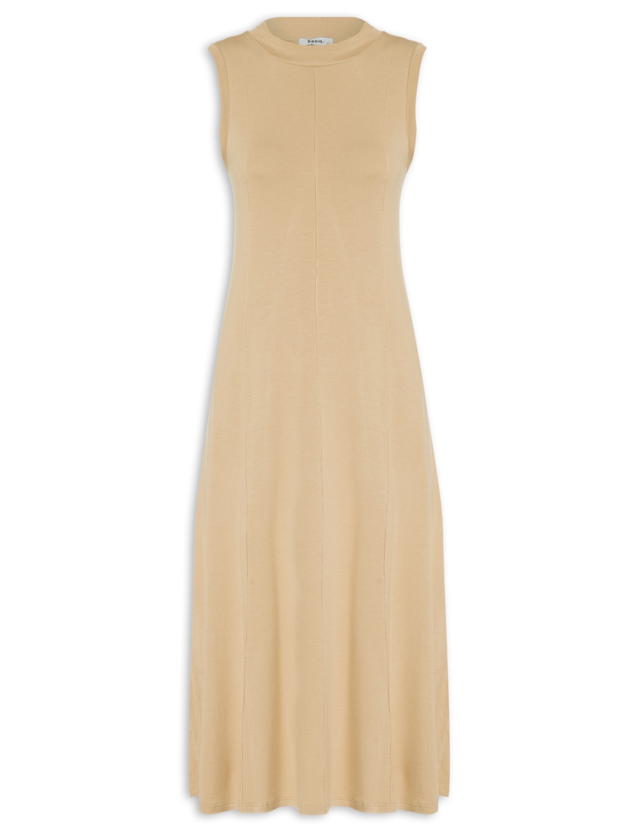 Vestido Midi Com Nervura - Bege