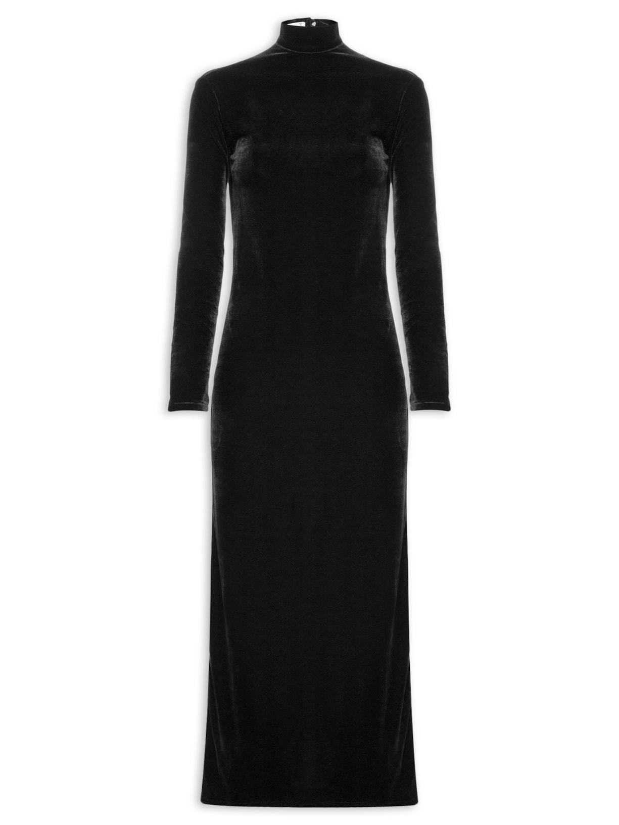 Vestido Midi Com Recorte Nas Costas Em Veludo - Preto