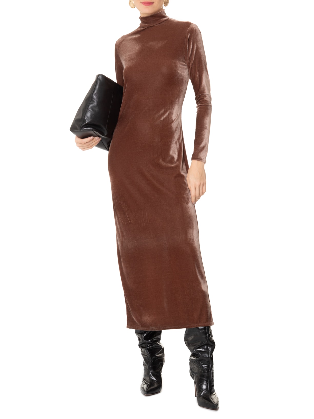 Vestido Midi Com Recorte Nas Costas Marrom '2Essential