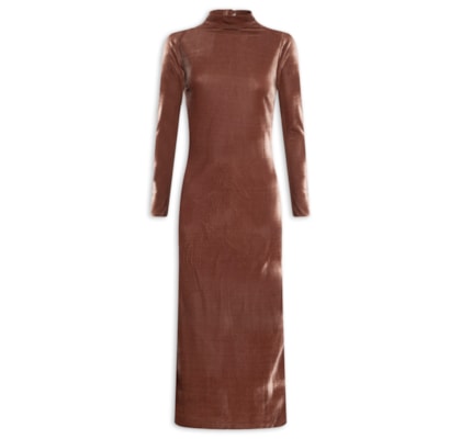 Vestido Midi Com Recorte Nas Costas - Marrom