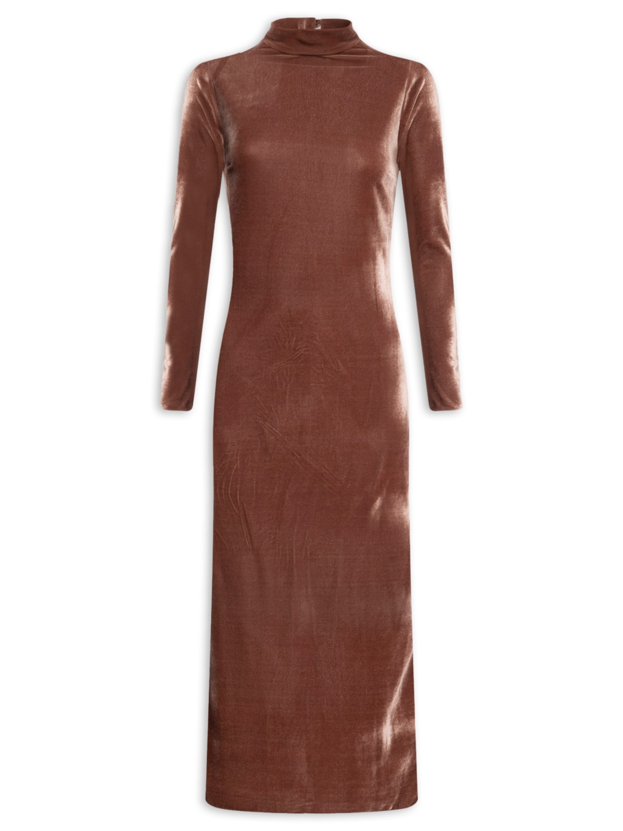 Vestido Midi Com Recorte Nas Costas - Marrom