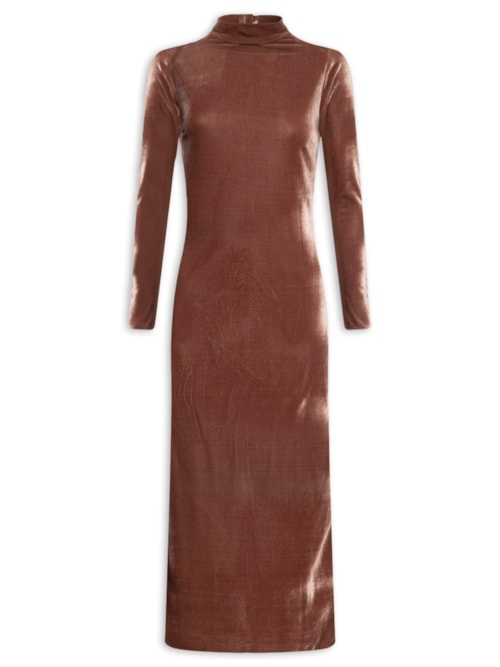 Vestido Midi Com Recorte Nas Costas - Marrom