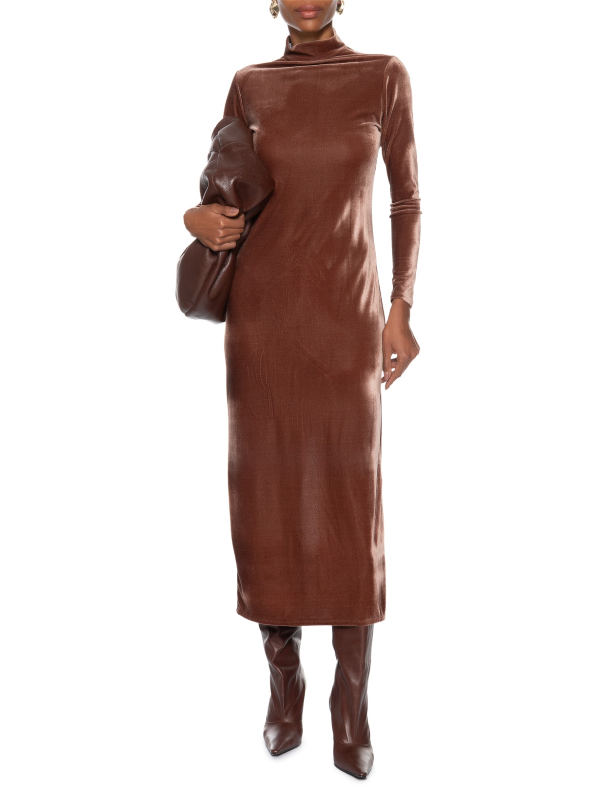 Vestido Midi Com Recorte Nas Costas Marrom '2Essential