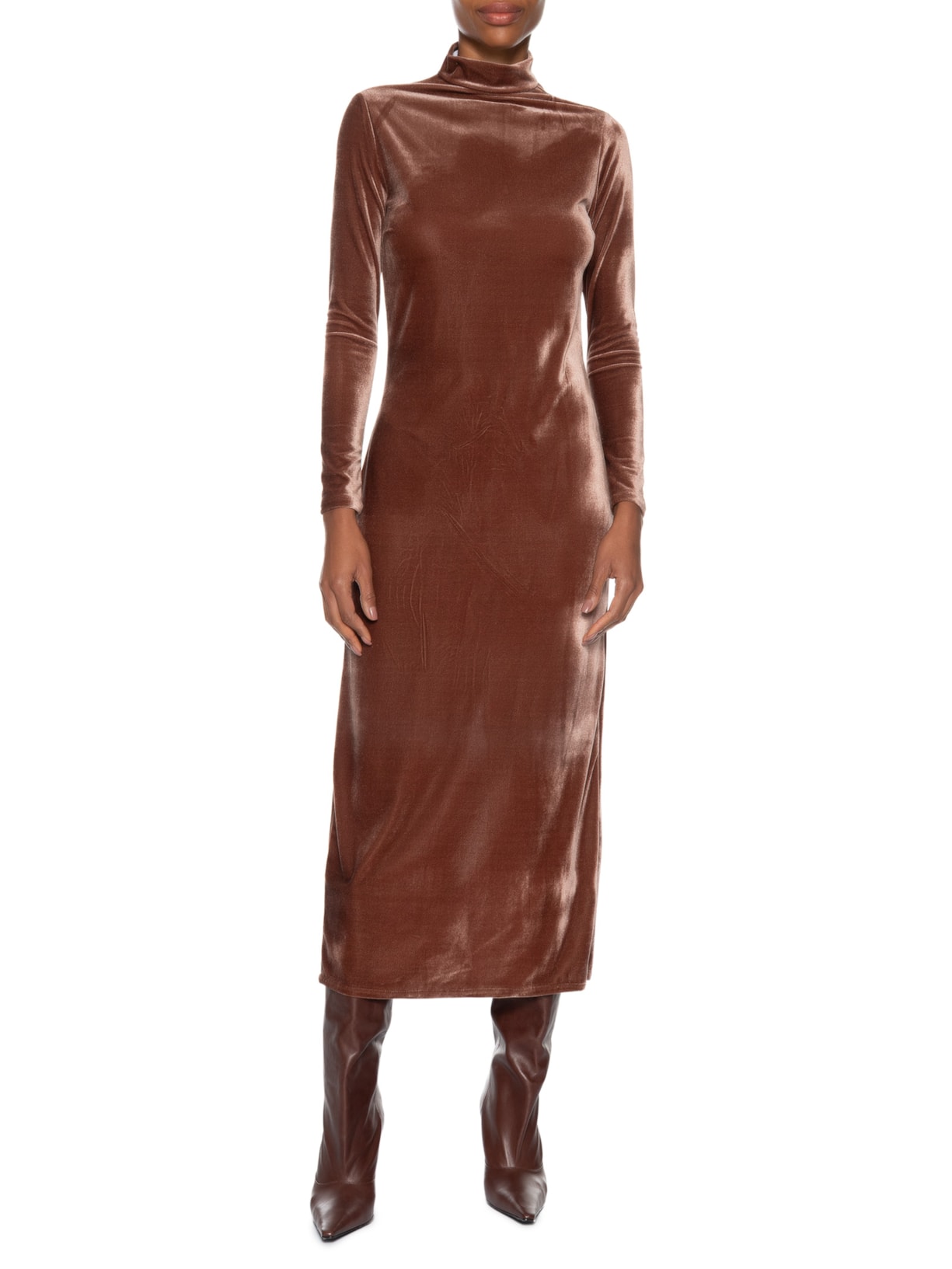 Vestido Midi Com Recorte Nas Costas Marrom '2Essential