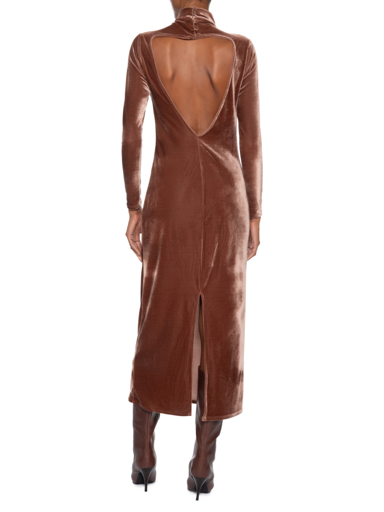 Vestido Midi Com Recorte Nas Costas Marrom '2Essential