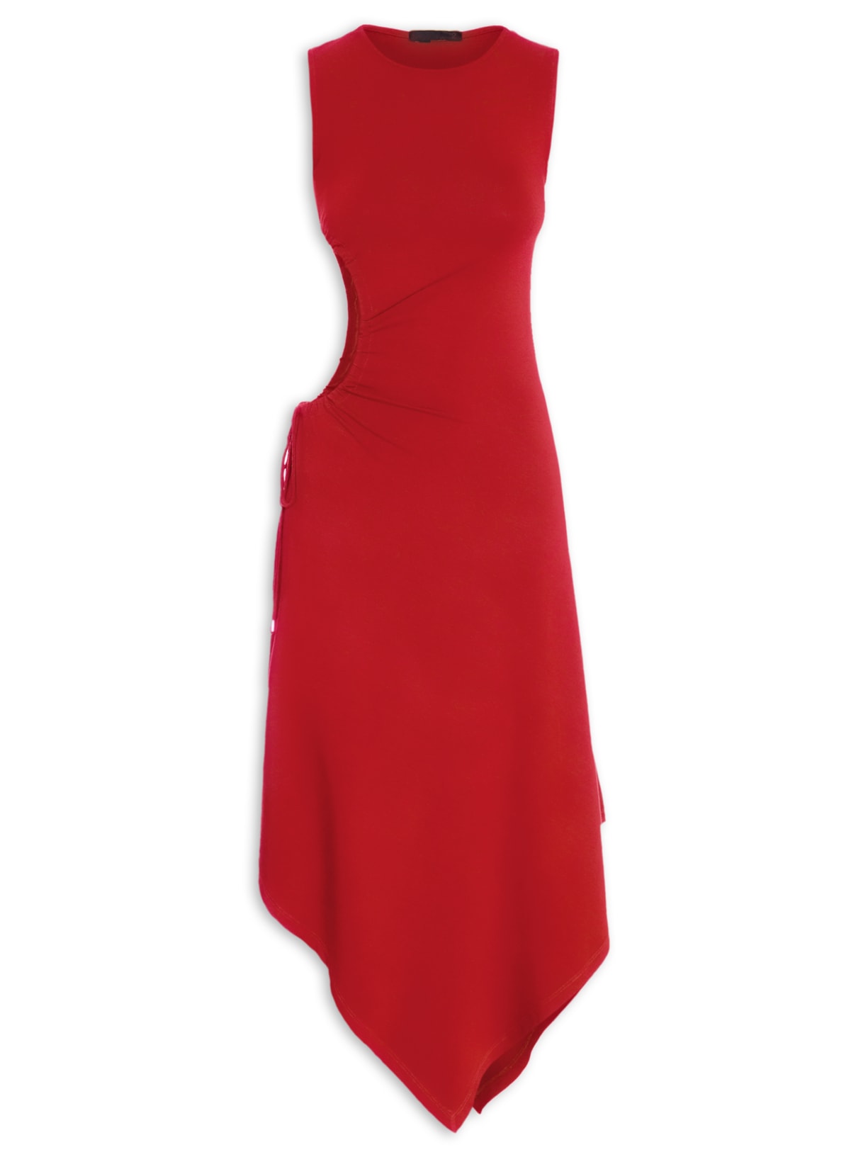 Vestido Midi Com Recorte - Vermelho