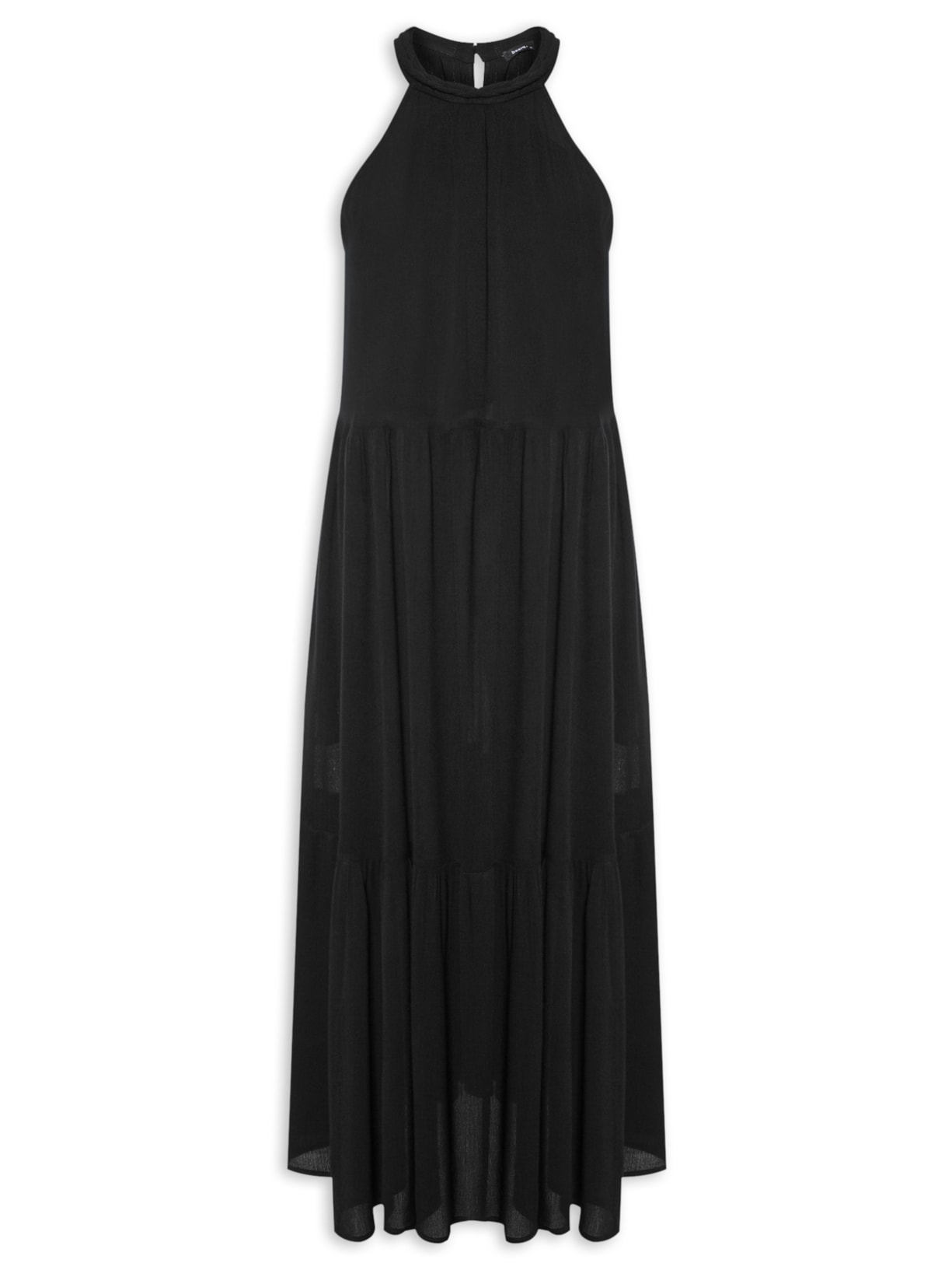 Vestido Midi Com Saia Rodada - Preto