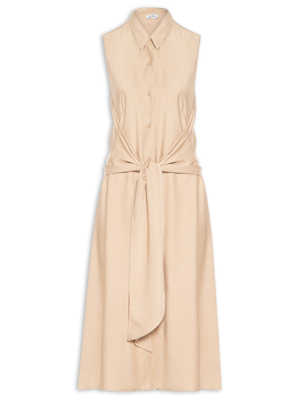 Vestido Midi Com Transpasse - Bege