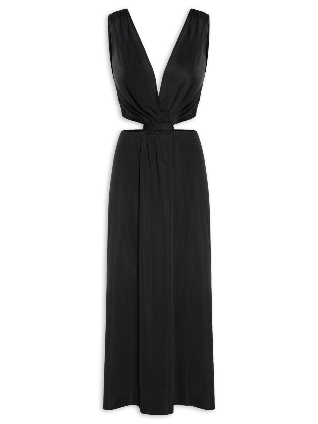 Vestido Midi Com Transpasse No Busto - Preto