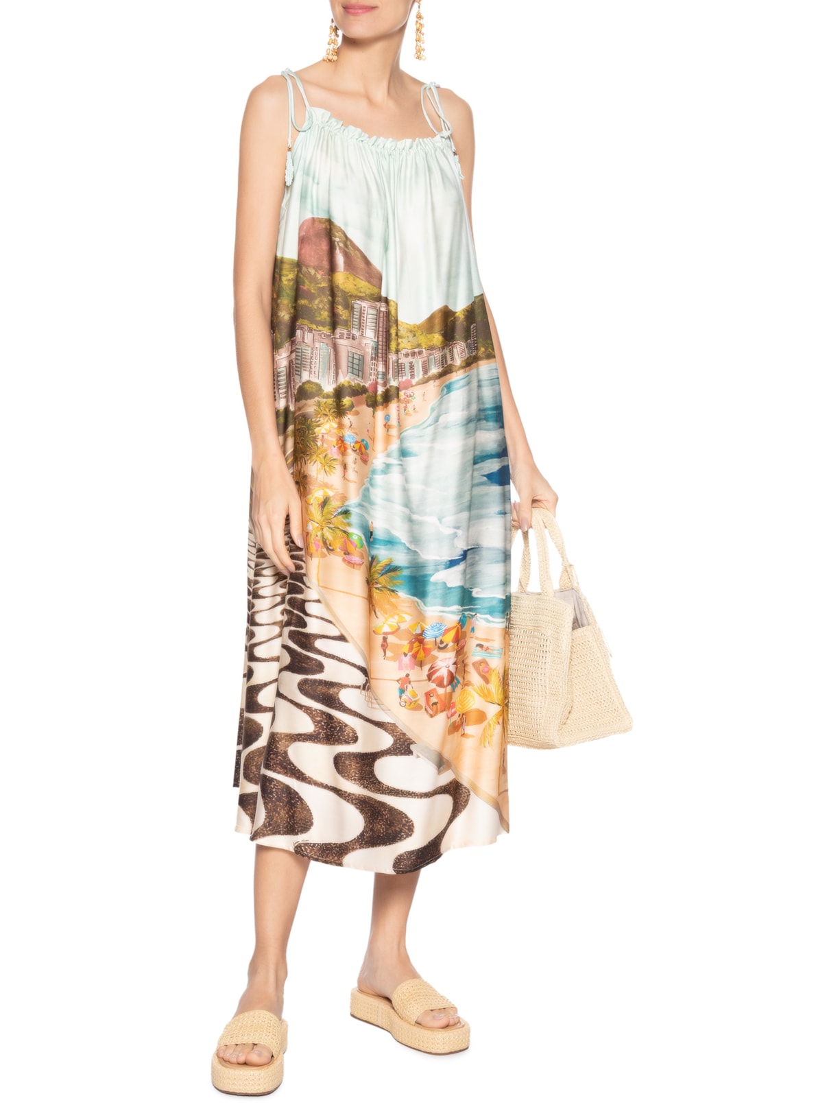 Vestido Midi Copacabana Azul Farm